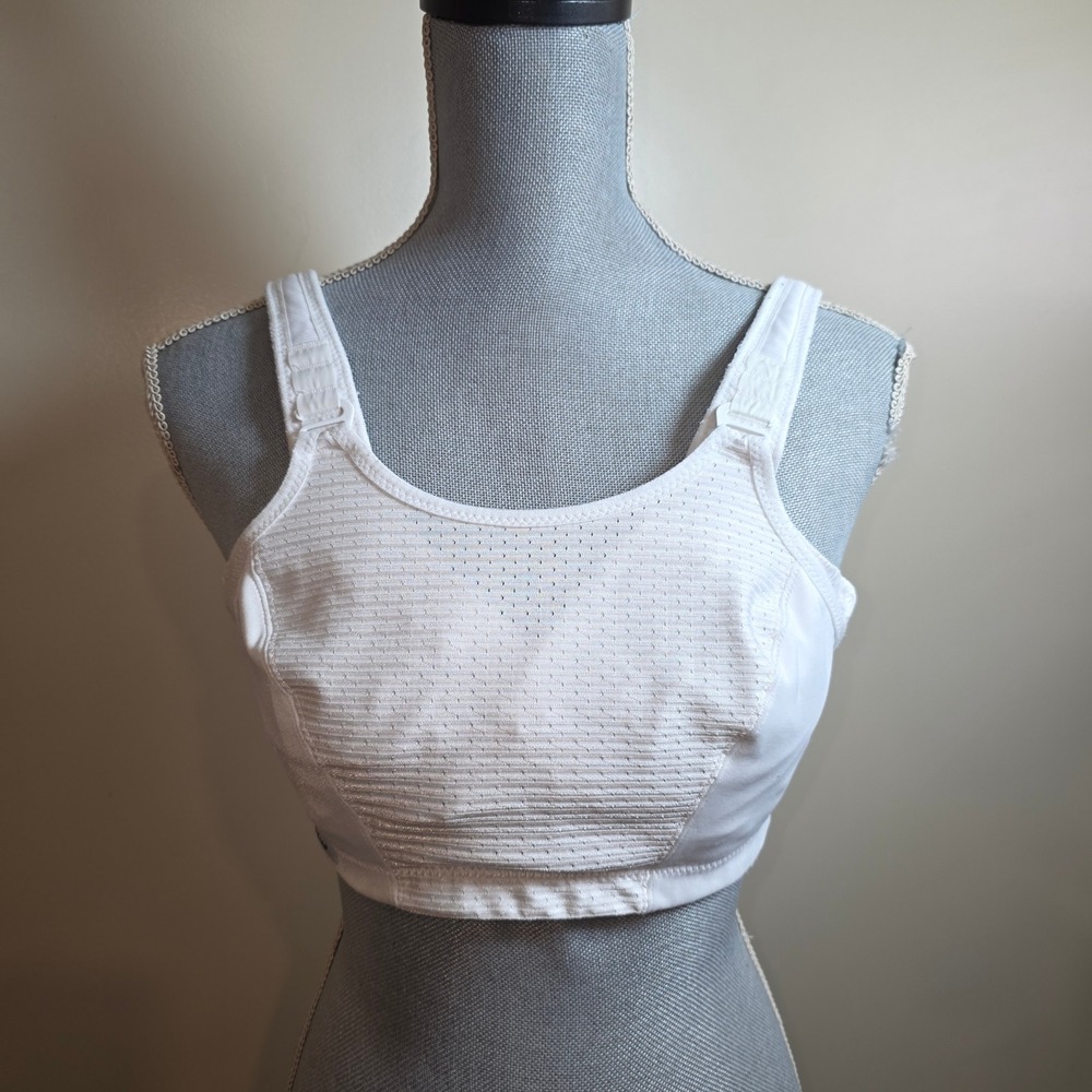 Glamorise White High Impact No Bounce Sports Bra 36C Wireless Mesh 1066